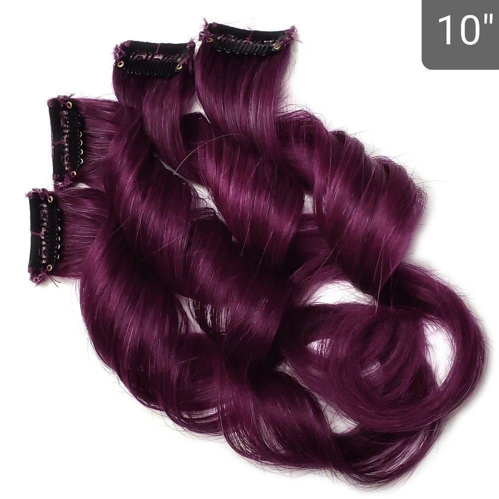 Burgundy Fuchsia Human Hair Extensions Clip in Galaxy Colored Hairstyles